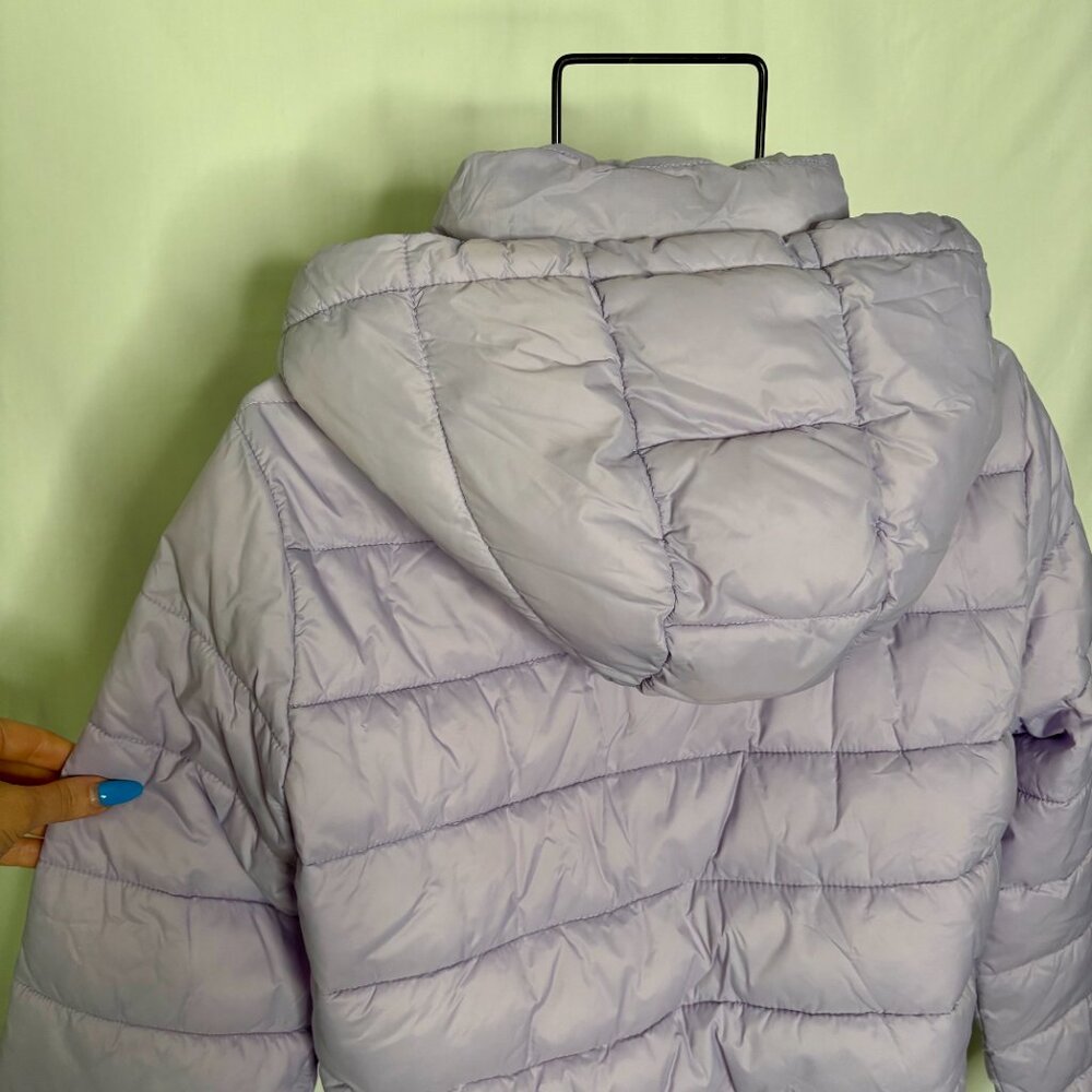 Zara‎ Cropped Hooded Quilted Puffer Jacket Women's Size XL Purple Lavender Lilac - Picture 4 of 6